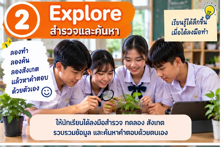 ให้นักเรียนลงมือสำรวจ ทดลอง และสังเกต