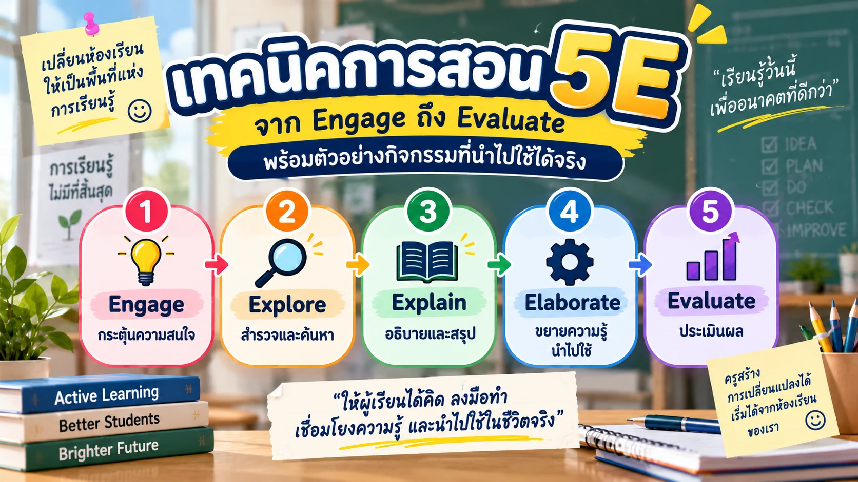 เทคนิคการสอน 5E ตั้งแต่ Engage Explore Explain Elaborate ถึง Evaluate พร้อมตัวอย่างกิจกรรม