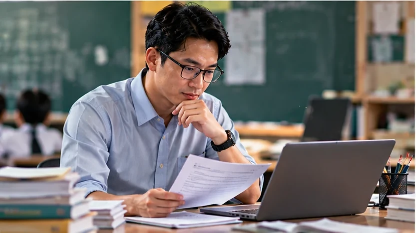 ครูตรวจสอบงานและใช้วิจารณญาณร่วมกับ AI