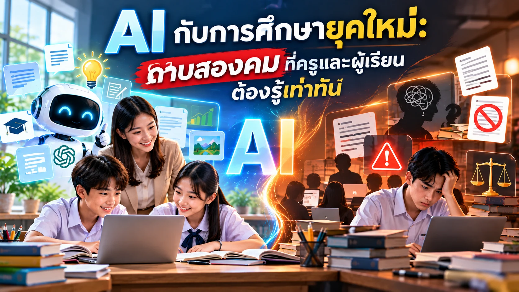 AI กับการศึกษายุคใหม่ ข้อดีและความเสี่ยงของการใช้ AI ในห้องเรียนสำหรับครูและนักเรียน