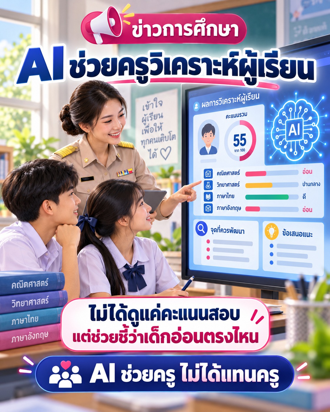AI ช่วยครูวิเคราะห์ผู้เรียน ไม่ได้ดูแค่คะแนนสอบ