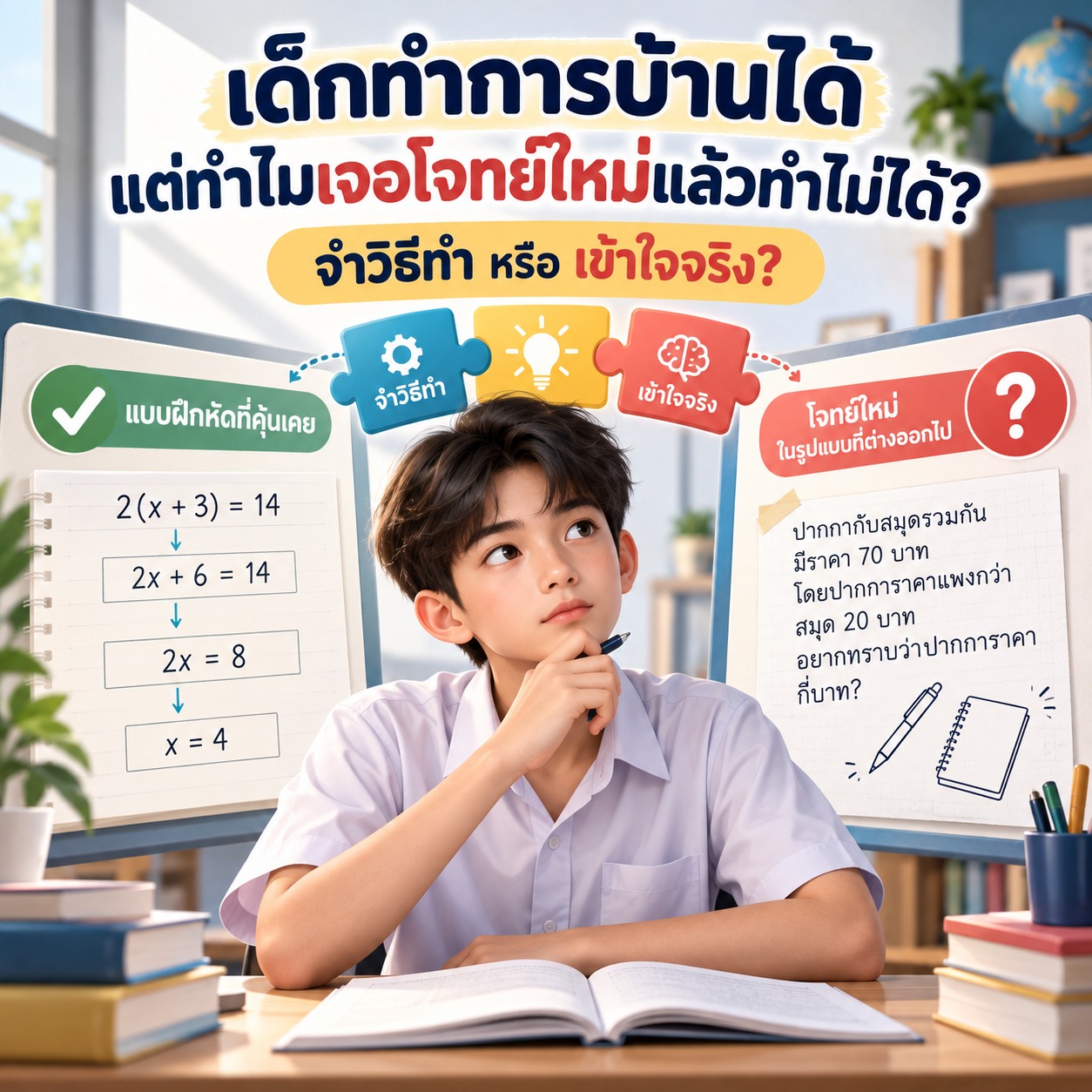 เด็กทำการบ้านได้ แต่พอเจอโจทย์ใหม่กลับทำไม่ได้ เกิดจากอะไร