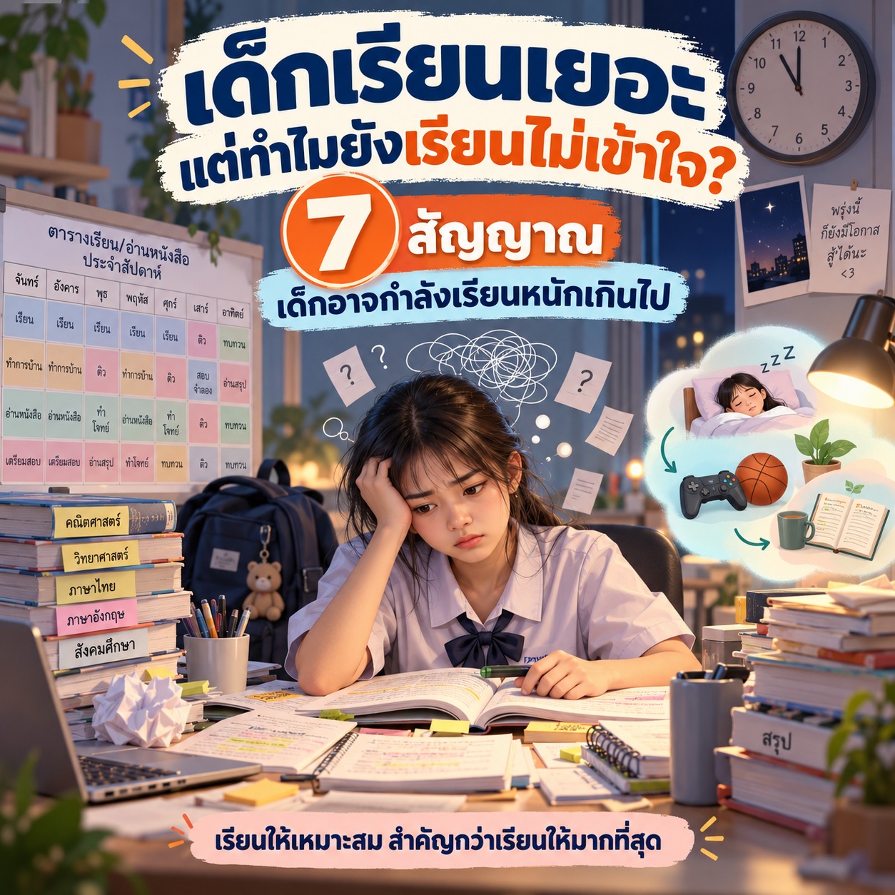 เด็กเรียนเยอะ แต่ทำไมยังเรียนไม่เข้าใจ 7 สัญญาณเด็กอาจกำลังเรียนหนักเกินไป