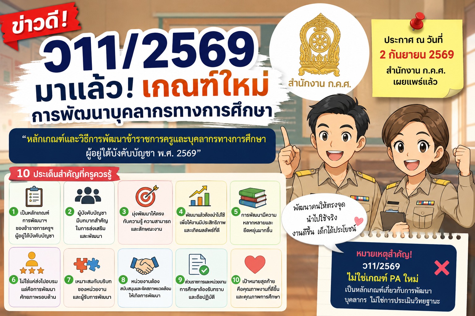 ว 11/2569 มาแล้ว! สรุป 10 ข้อที่ครูต้องรู้