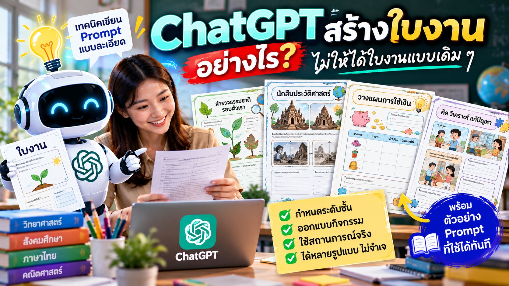 ChatGPT สร้างใบงาน เทคนิคเขียน Prompt สำหรับครู