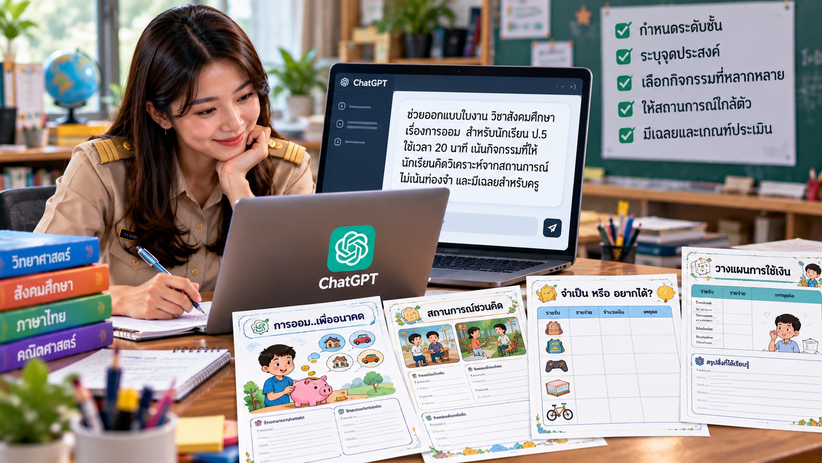 ตัวอย่างการเขียน Prompt ให้ ChatGPT ช่วยออกแบบใบงาน