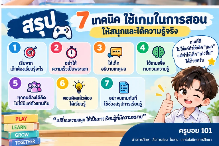 สรุป 7 เทคนิคใช้เกมในการสอนให้สนุกและได้ความรู้จริง