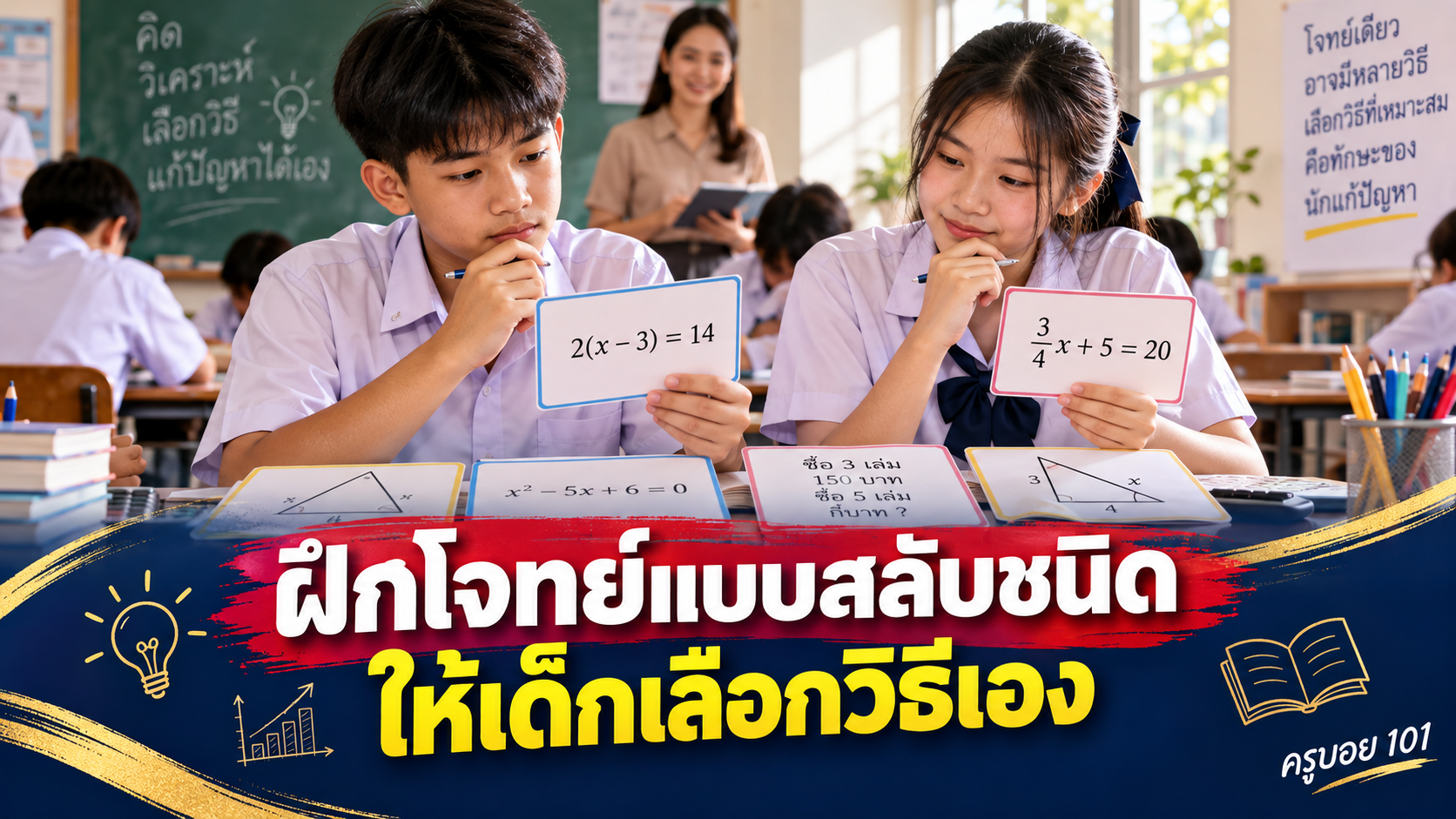 ฝึกโจทย์แบบสลับชนิด ให้เด็กเลือกวิธีเอง