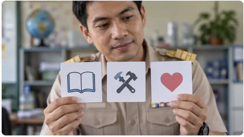 ครูใช้บัตรภาพกำหนดเป้าหมายความรู้ ทักษะ และคุณลักษณะ