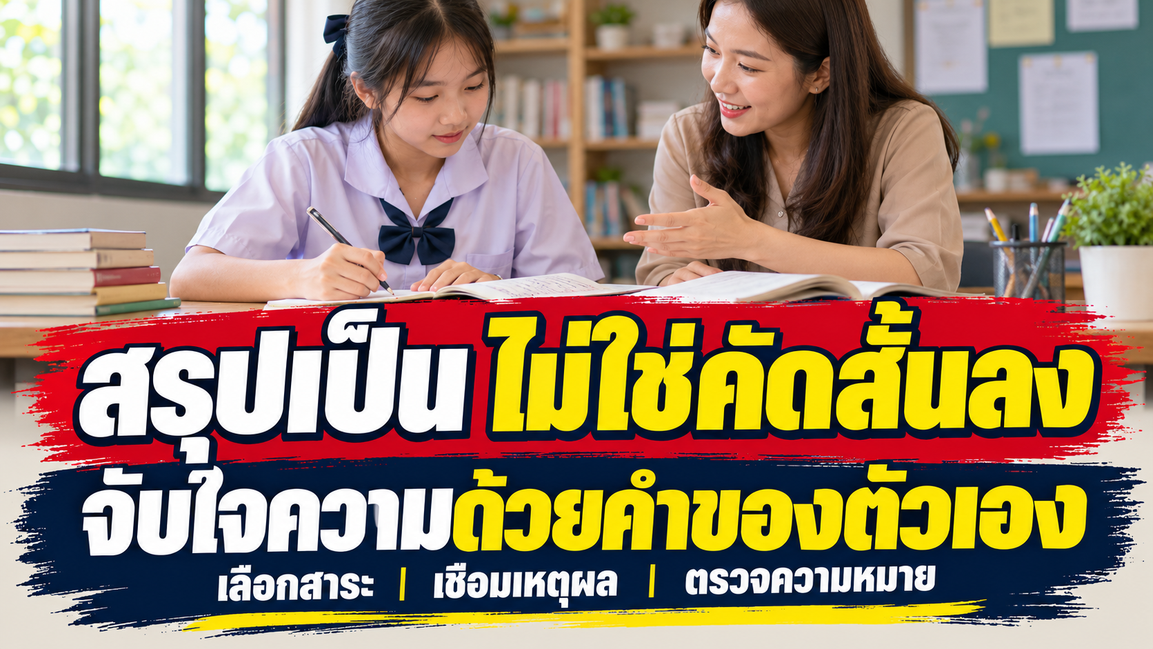 สรุปเป็น ไม่ใช่คัดสั้นลง จับใจความด้วยคำของตัวเอง