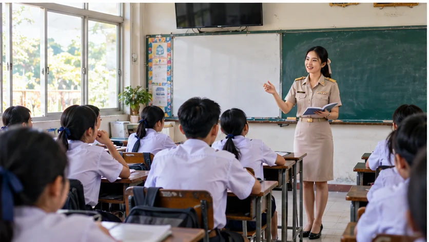 ครูสอนนักเรียนตามตารางสอน
